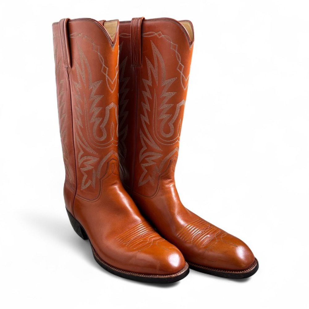 Men’s Little’s Boot Company Handmade Western Boots - Orange/Cognac Leather
